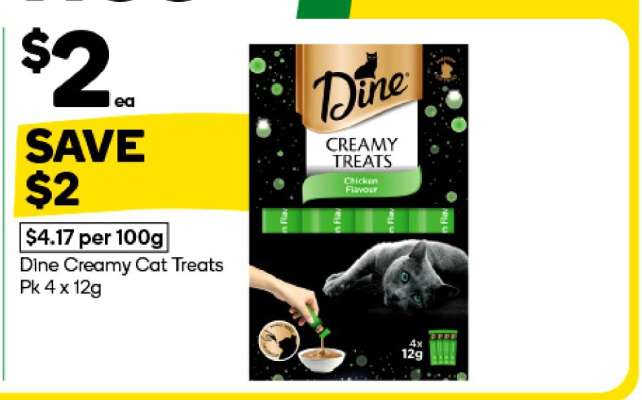 Dine Creamy Cat Treats Pk 4 x 12g