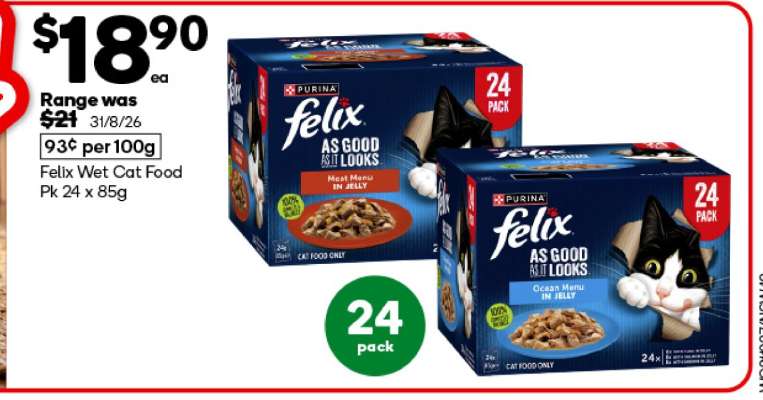 Felix Wet Cat Food Pk 24 x 85g